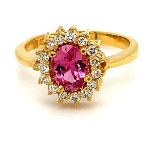 Certified Pink Spinel 1.01ct Diamonds 22K Ring